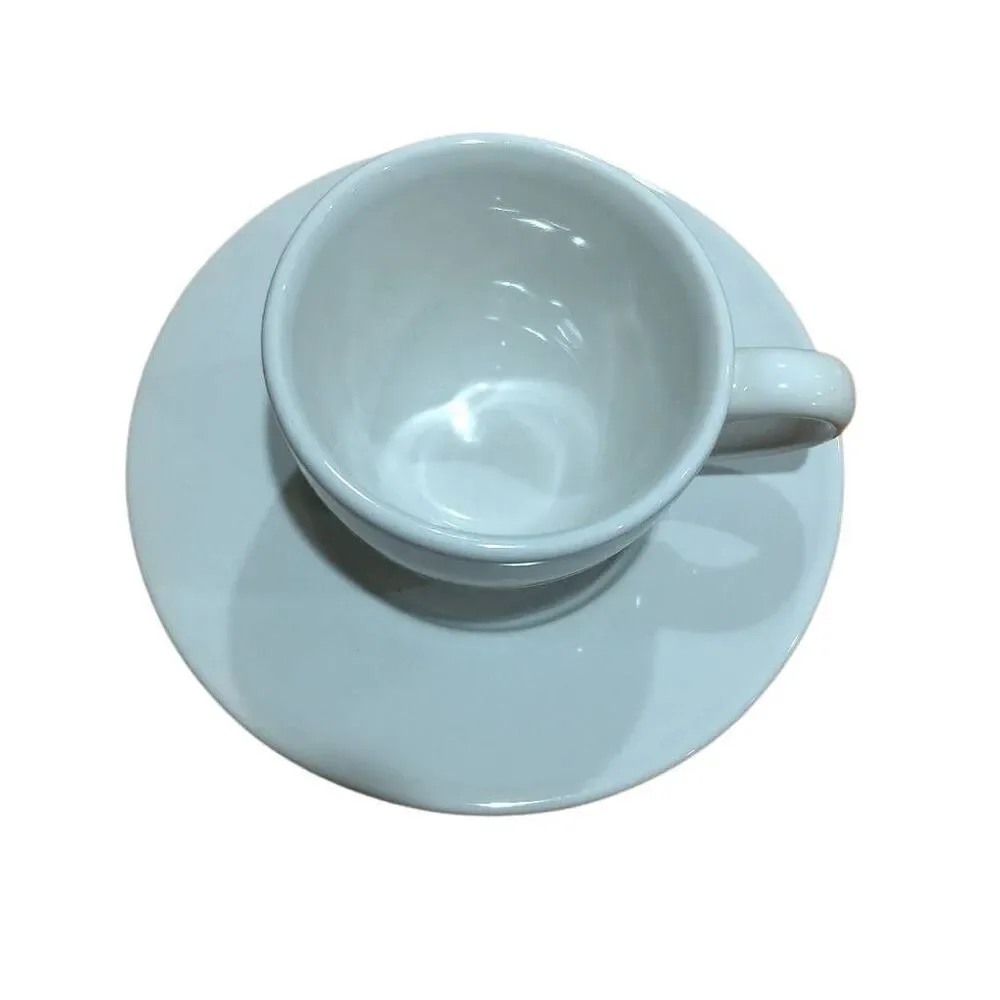 2 Krups Espresso Cup Sets, 4 2 1/2 Espresso Cups with Saucers, White Stoneware.
